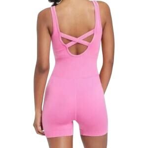 JoyLab Seamless Short Active Bodysuit Romper Seamless Crisscross Pink Small